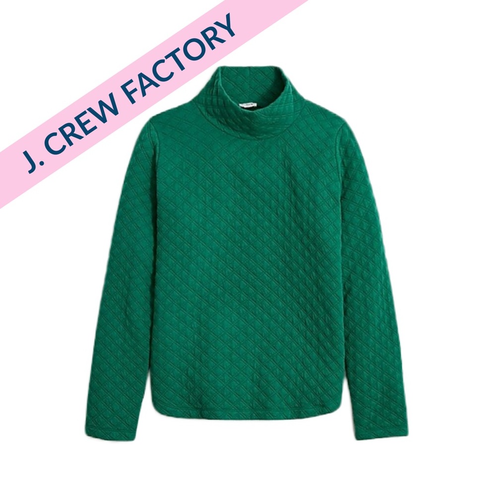 J. Crew Quilted Mock Neck Pullover XL NWT
